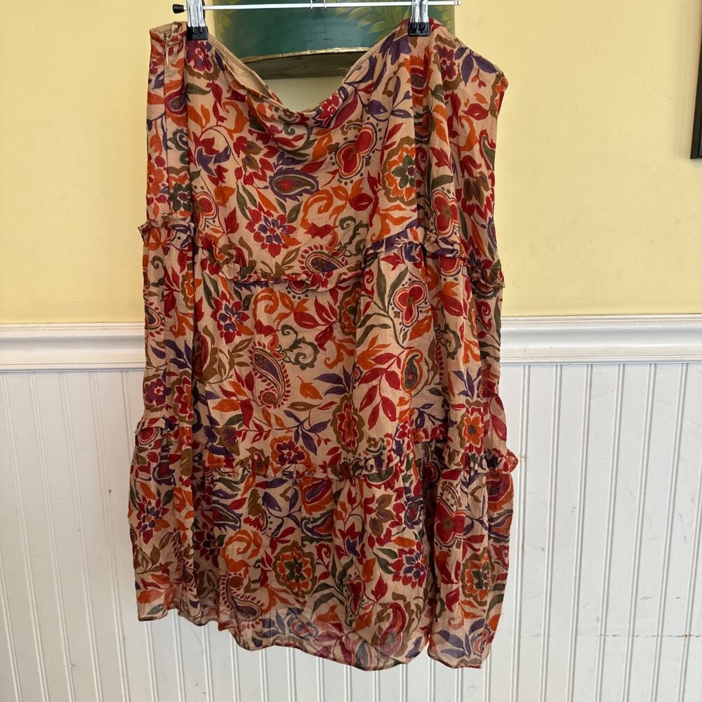 Lauren Ralph Lauren Floral Tiered Skirt in Beige, Red & Purple